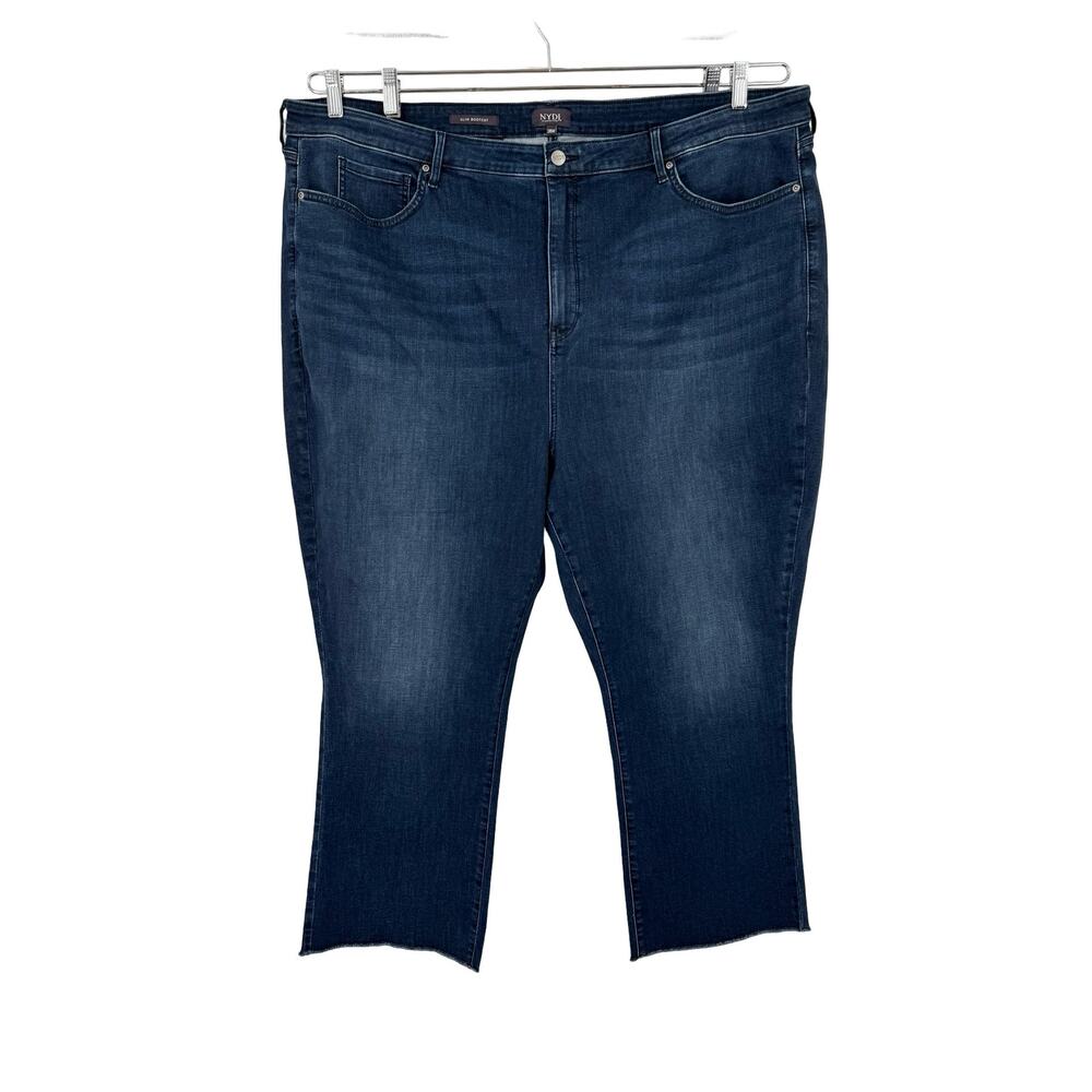 NYDJ Jeans High-Rise Slim Bootcut Ankle W/Fray blue size 28W